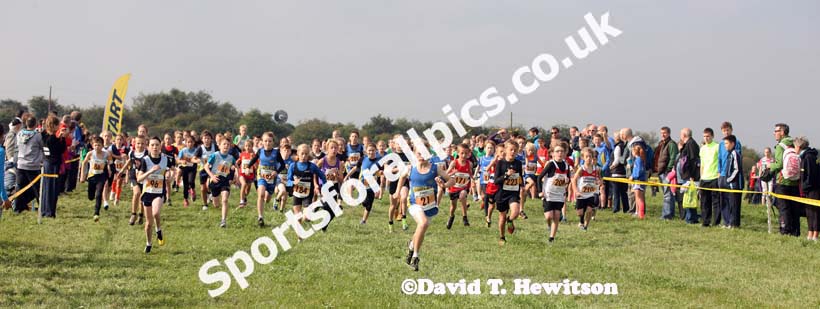 Start of the under-11s at the Sherman Cup, Hedley Farm, Tanfield,  County Durham.